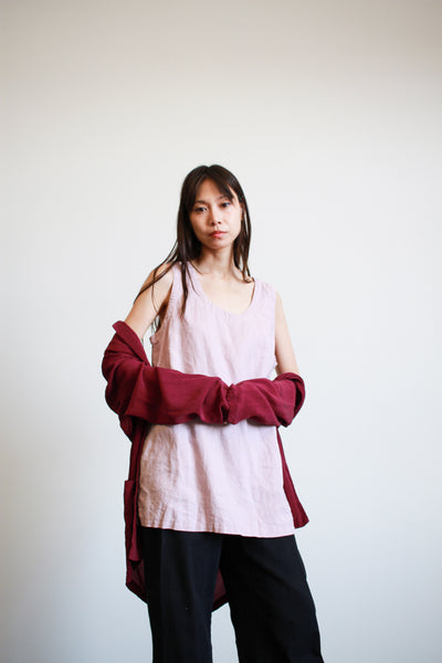 1980s Lilac Linen Boxy Blouse