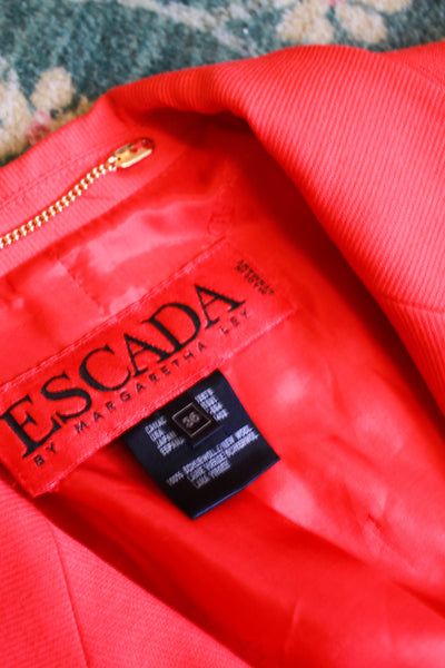1980s Red ESCADA Wool Skirt Suit