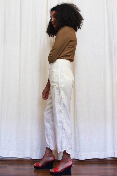1990s Cream Linen Pants