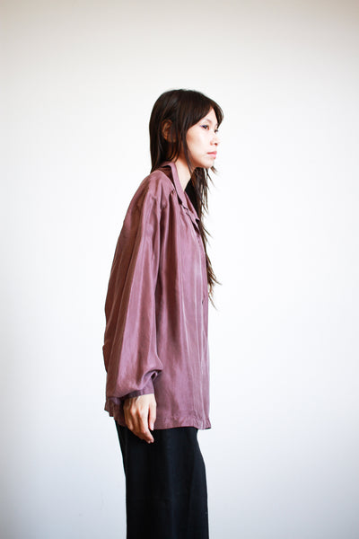 1980s Saint Tropez Silk Eggplant Blouse