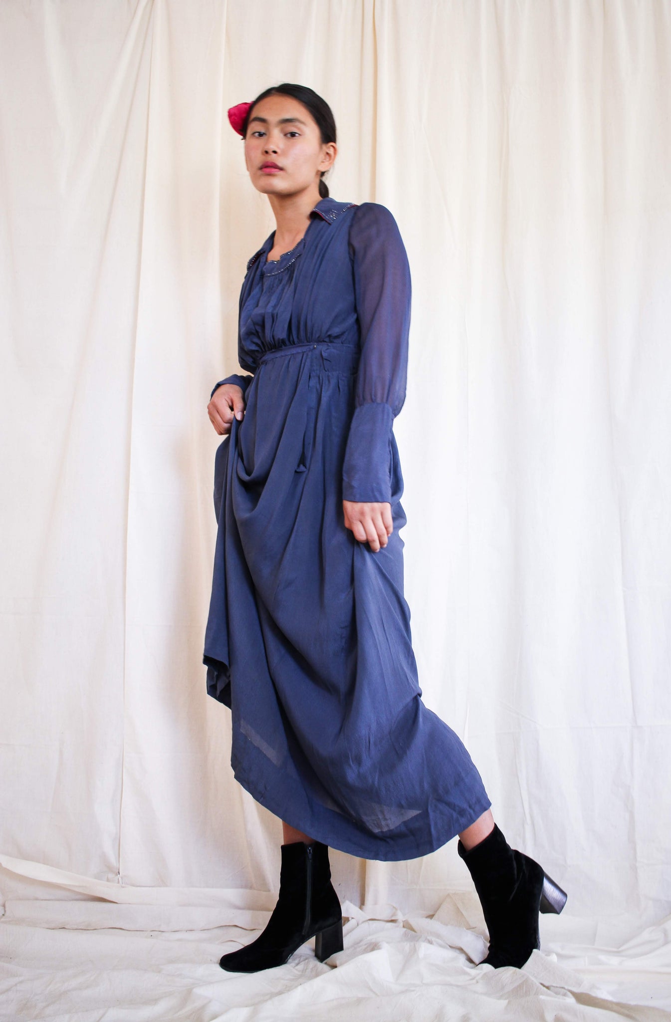sapphire blue chiffon dress BABARONI BABARONI Chiffon Dusty Blue Bridesmaid Dresses Sweetheart Floor-length Spaghetti Straps with Slit Pleated A-line, Dusty Blue / US0