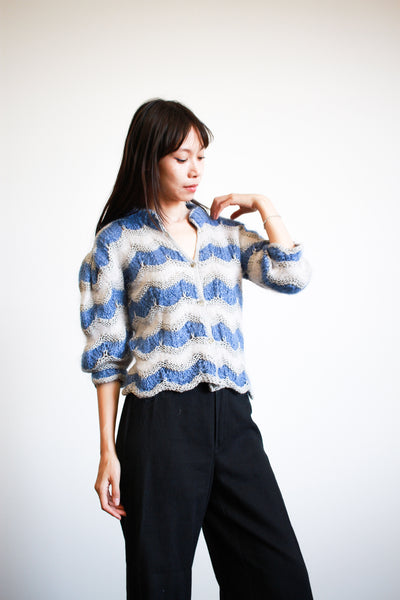 1980s Mohair Knit Striped Sweater