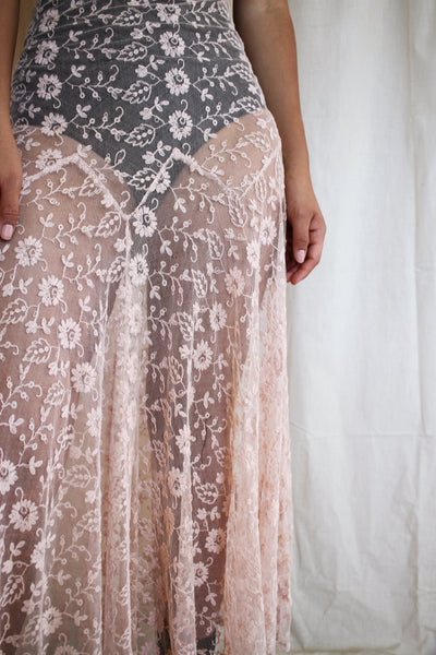 1930s Alencon Lace Pink Dress