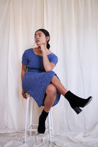 1950s Periwinkle Ribbon Weave Dress
