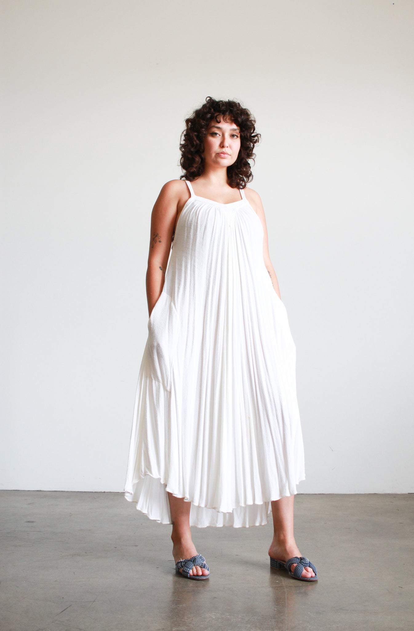1970s Laise Adzer White Moroccan Tent Dress