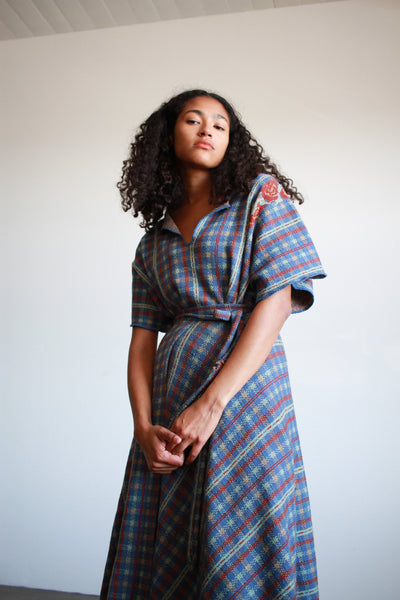 1970s Knit Italian Poncho Wrap Skirt Set