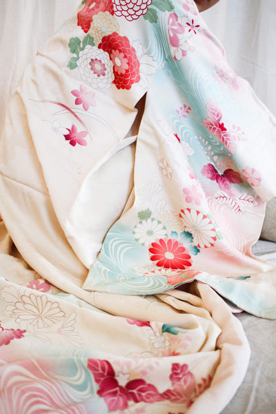 1940s Silk Floral Painted Kimono