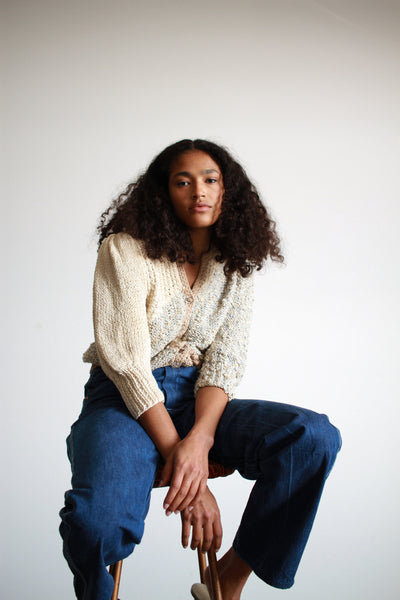 1980s Two-tone Woven Knit Sweater