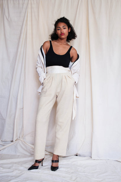 1970s Parisian Cream Wool Silk Pants
