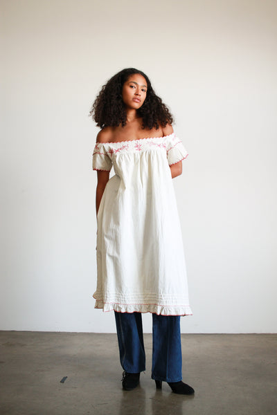 Edwardian Cotton White Scalloped Night Dress