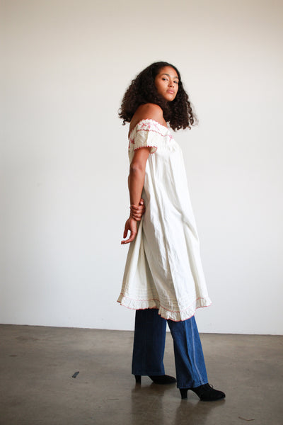 Edwardian Cotton White Scalloped Night Dress