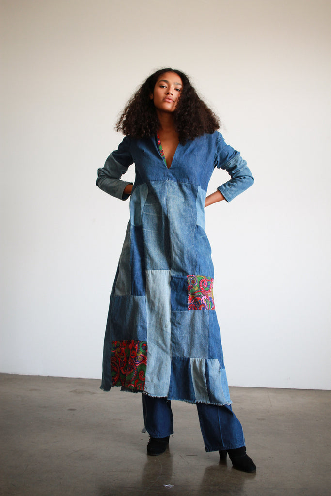 I made a patchwork denim dress SEW with me great way to recycle denim   YouTube