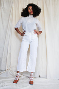1930s Linen White Buttonfly Crop Pants | 26