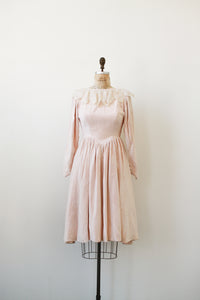 1950s Pale Pink Velvet Collared Dress