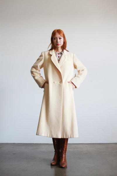 1980s Cream Wool Structured Coat