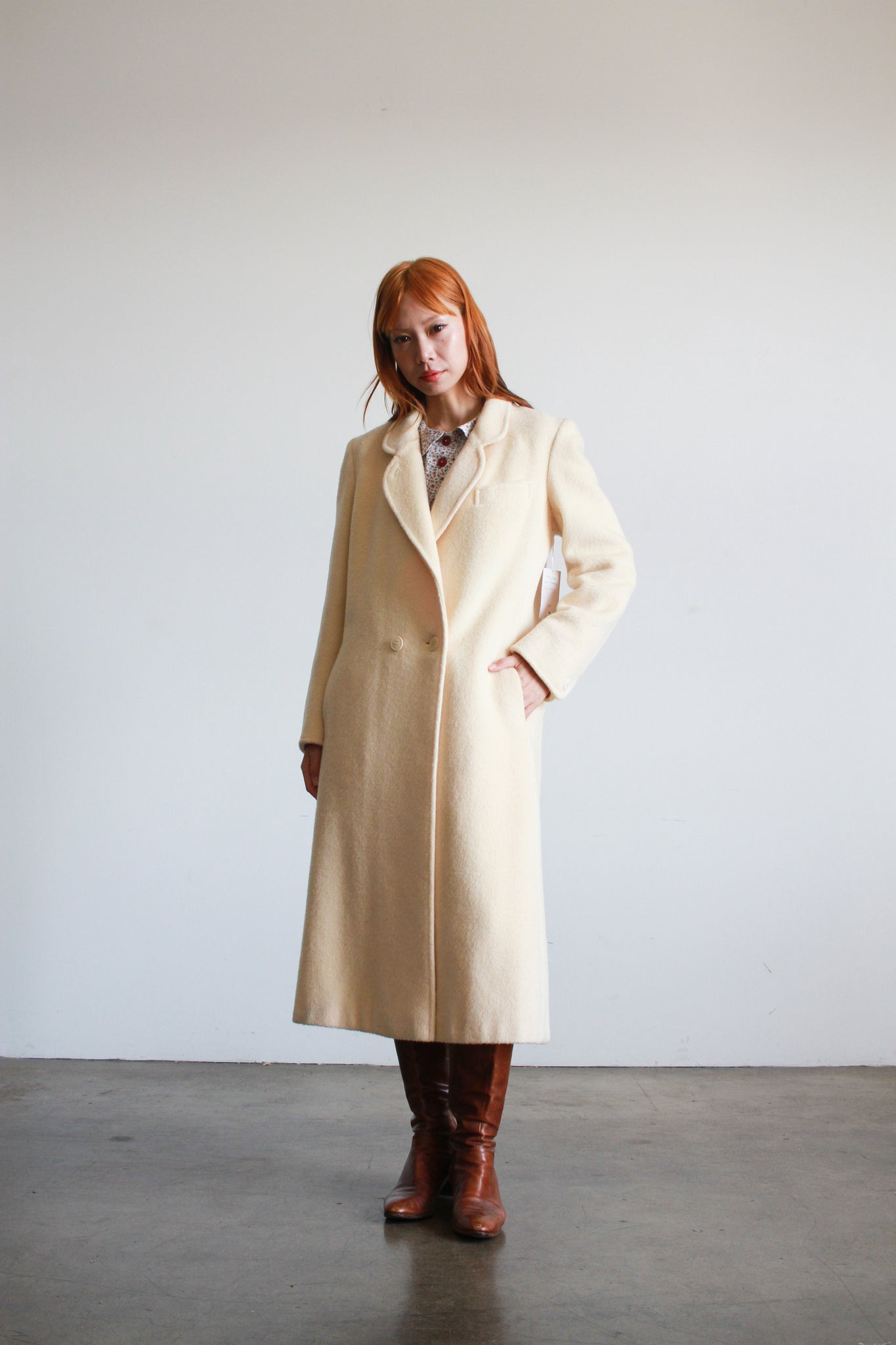 1980s Cream Wool Structured Coat