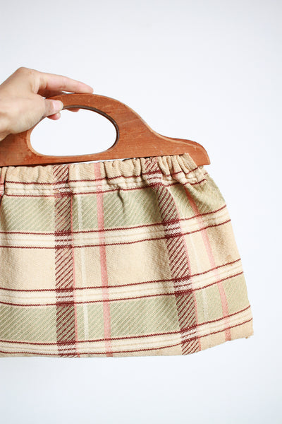 1950s Woven Cotton Plaid Handbag