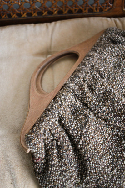 1950s Brown Speckled Woven Handbag