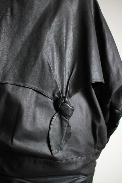 1990s Albert Nipon Leather Slouch Coat