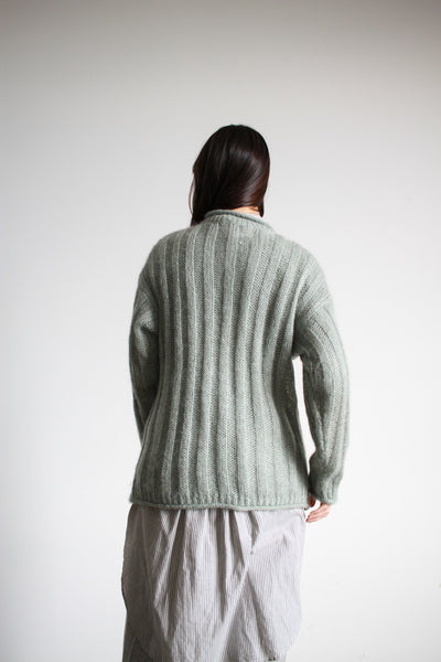 1990s Mint Mohair Cable Knit Sweater