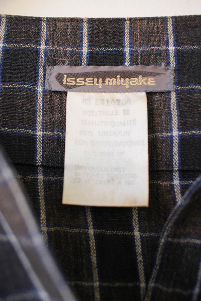 1980s Issey Miyake Navy Plaid Draped Jacket