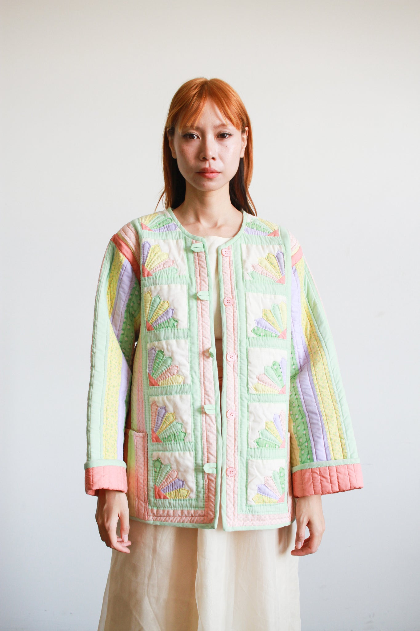 1970s Cotton Quilted Fan Patchwork Jacket