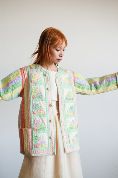 1970s Cotton Quilted Fan Patchwork Jacket