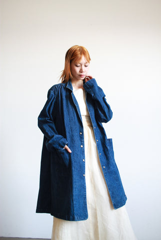 1980s Denim Blue Boxy Coat