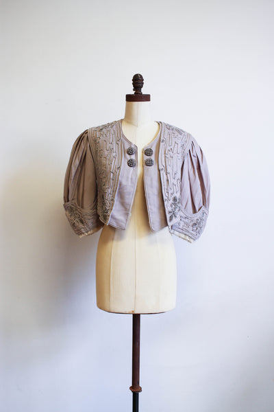 Victorian Rare Dove Grey Soutache Wool Jacket