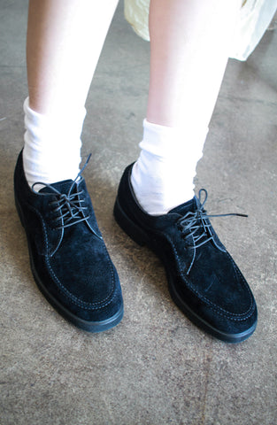 1990s Black Suede Hush Puppies Loafers | 8