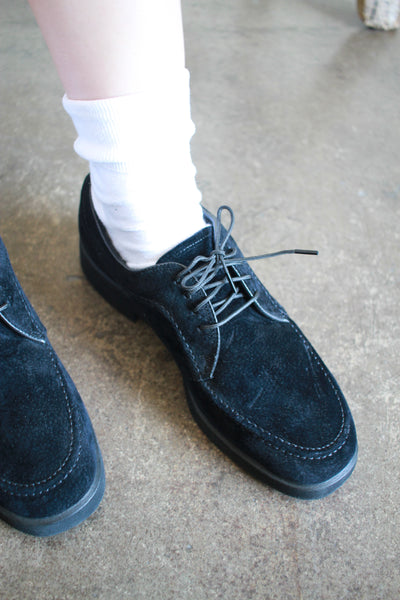 1990s Black Suede Hush Puppies Loafers | 8