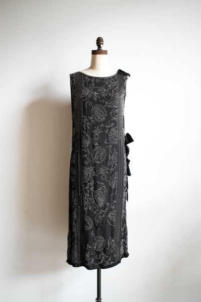 1920s French Hand-Beaded Silk Flapper Dress