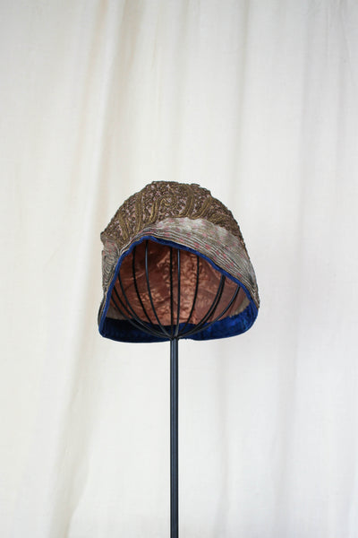1920s Rare Lame Bullion Metallic Cloche Hat