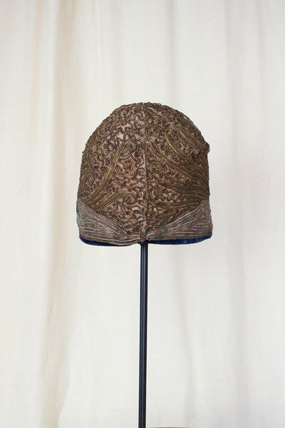 1920s Rare Lame Bullion Metallic Cloche Hat