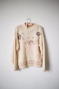 1980s Cream Knit Oversized Sweater