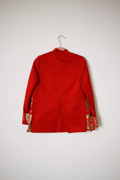 1960s Red Silk Embossed Medallion Jacket