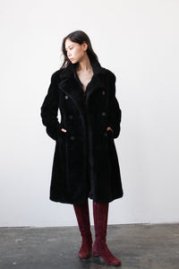 1990s DKNY Black Faux Fur Teddy Coat