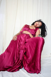 1930s Rare Deep Plum Satin Beach Pajamas