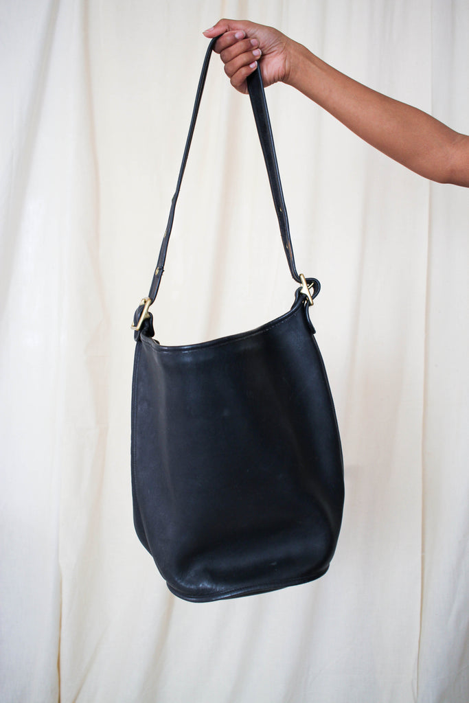 1980s Coach Black Leather Bucket Bag Selected By Ritual Vintage