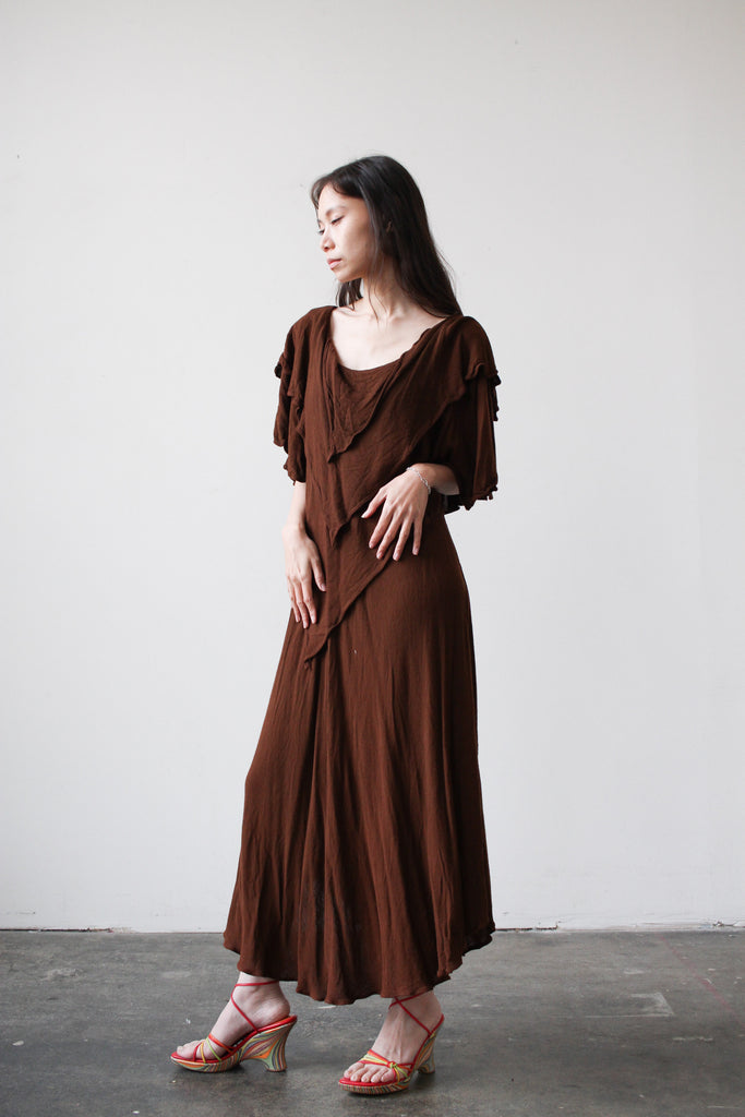 1970s Moroccan Brown Layered Dress – Blossom Vintage