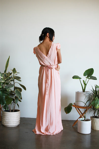 1940s Pink Rayon Capsleeve Slip Dress