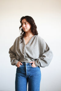 1980s Pierre Cardin Grey Cashmere Batwing Sweater