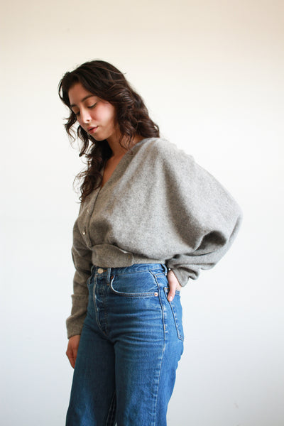 1980s Pierre Cardin Grey Cashmere Batwing Sweater