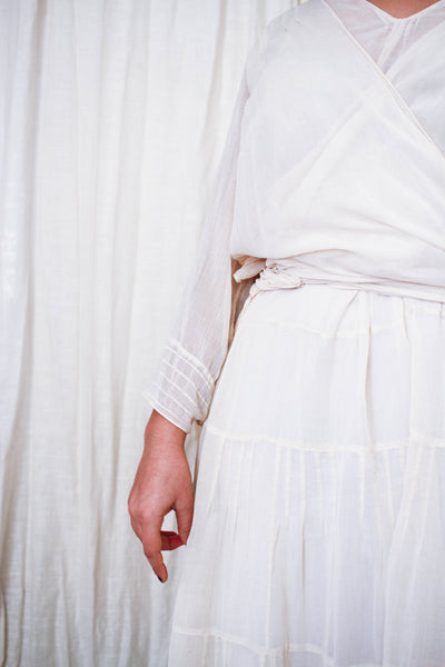 Edwardian Ecru Sheer Ethereal Layered Wrap Dress