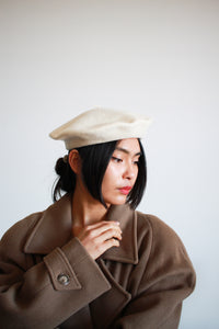 1970s Snow White Felt Wool Beret