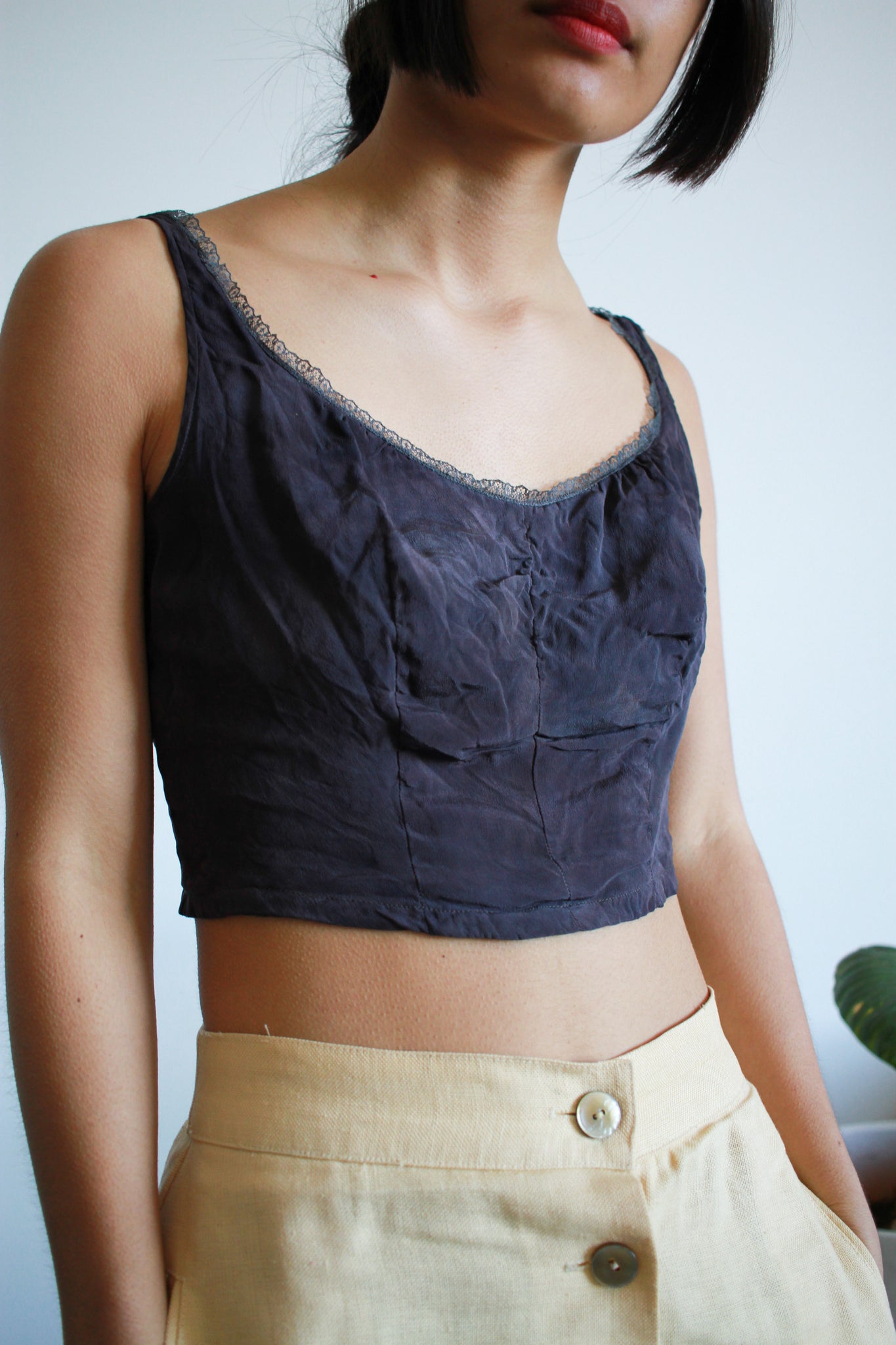 1950s Eggplant Over-dyed Silk Camisole