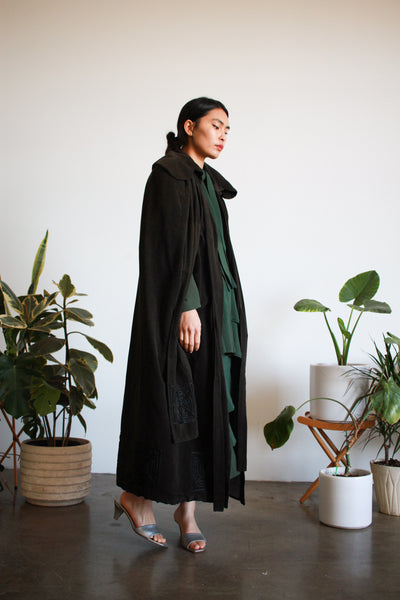Edwardian Black Velvet Silk Lined Cloak