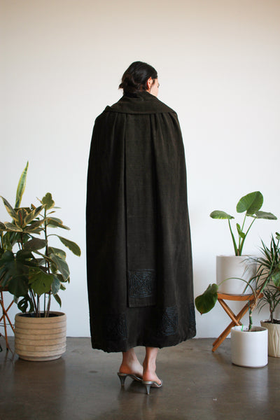 Edwardian Black Velvet Silk Lined Cloak