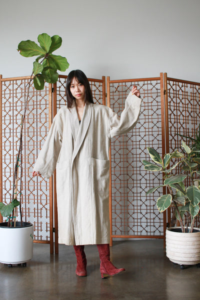 1980s Issey Miyake Plantation Stone Woven Coat