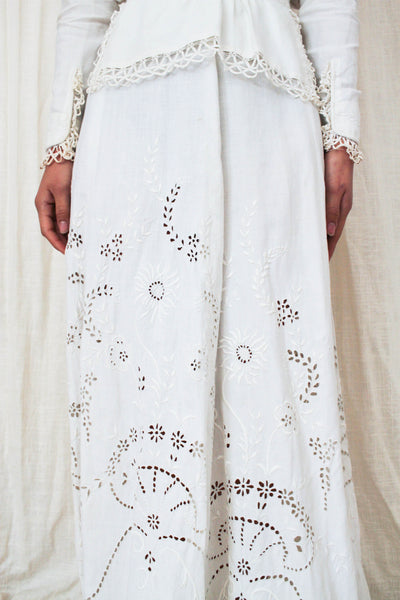 Edwardian Linen Ecru Crochet Lawn Dress
